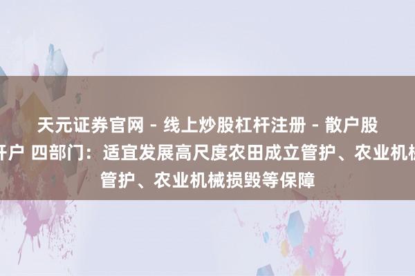 天元证券官网 - 线上炒股杠杆注册 - 散户股票配资怎么开户 四部门：适宜发展高尺度农田成立管护、农业机械损毁等保障
