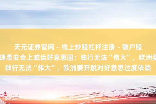 天元证券官网 - 线上炒股杠杆注册 - 散户股票配资怎么开户 德国总理慕安会上喊话好意思国：独行无法“伟大”，欧洲要开脱对好意思过度依赖