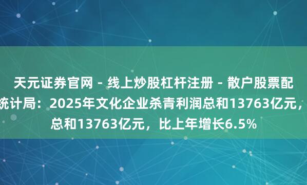 天元证券官网 - 线上炒股杠杆注册 - 散户股票配资怎么开户 国度统计局：2025年文化企业杀青利润总和13763亿元，比上年增长6.5%