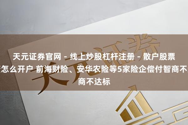 天元证券官网 - 线上炒股杠杆注册 - 散户股票配资怎么开户 前海财险、安华农险等5家险企偿付智商不达标