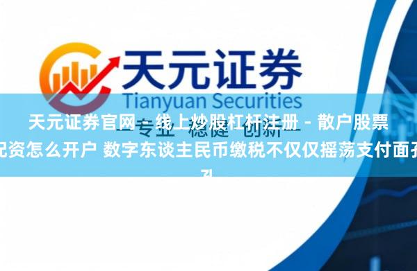 天元证券官网 - 线上炒股杠杆注册 - 散户股票配资怎么开户 数字东谈主民币缴税不仅仅摇荡支付面孔