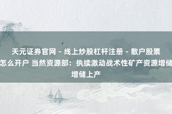 天元证券官网 - 线上炒股杠杆注册 - 散户股票配资怎么开户 当然资源部：执续激动战术性矿产资源增储上产