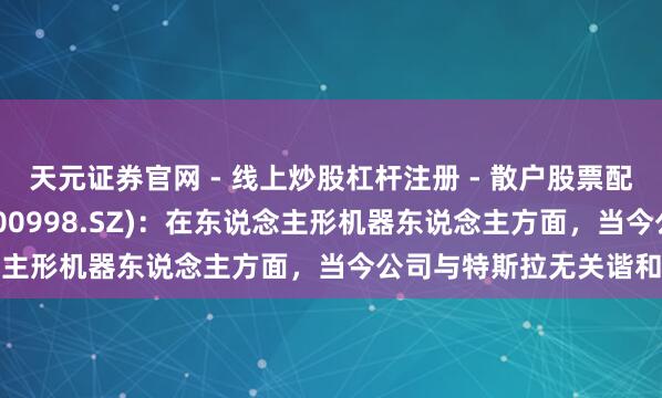 天元证券官网 - 线上炒股杠杆注册 - 散户股票配资怎么开户 宁波刚直(300998.SZ)：在东说念主形机器东说念主方面，当今公司与特斯拉无关谐和作