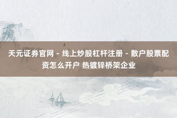 天元证券官网 - 线上炒股杠杆注册 - 散户股票配资怎么开户 热镀锌桥架企业