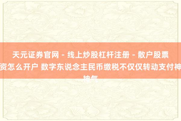 天元证券官网 - 线上炒股杠杆注册 - 散户股票配资怎么开户 数字东说念主民币缴税不仅仅转动支付神气