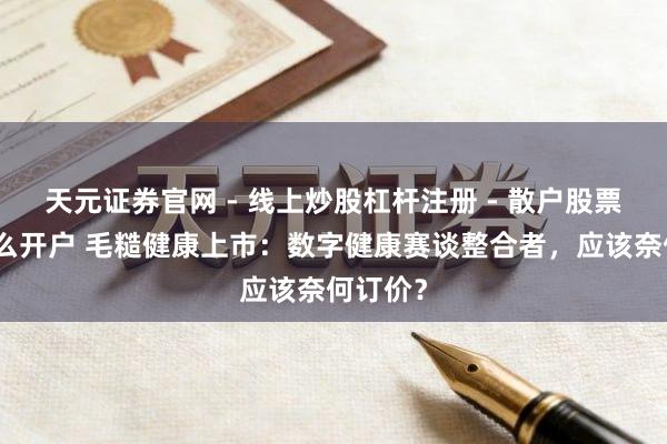 天元证券官网 - 线上炒股杠杆注册 - 散户股票配资怎么开户 毛糙健康上市：数字健康赛谈整合者，应该奈何订价？