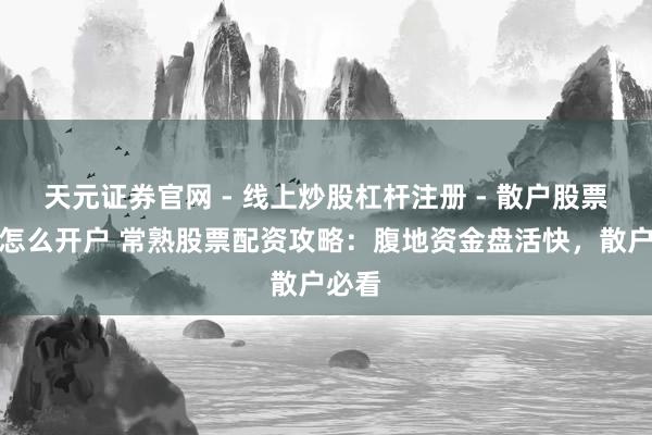 天元证券官网 - 线上炒股杠杆注册 - 散户股票配资怎么开户 常熟股票配资攻略：腹地资金盘活快，散户必看